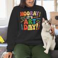 Back To School Hooray It's Art Day Art Teacher Artist Women Crewneck Sweatshirt, gift for family, gift for coworker