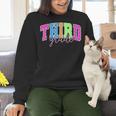 Back To School Neon Checkered Third Grade Colorful Teacher Women Crewneck Sweatshirt, gift for family, gift for coworker