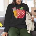 Back To School Pencil And Apple Teacher Student Women Crewneck Sweatshirt, gift for family, gift for coworker Back To School Pencil And Apple Teacher Student Women Crewneck Sweatshirt, gift for family, gift for coworker