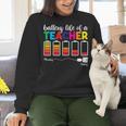 Battery Life Of a Teacher Shirt Thanksgiving Teacher Women Crewneck Sweatshirt, gift for family, gift for coworker