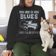 Blues Music Band Lover Vintage Guitar Teacher Blues Women Crewneck Sweatshirt, gift for family, gift for coworker