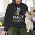 Cation Chemistry Humor Science Teacher Cat Pun Women Crewneck Sweatshirt, Science Teacher Sweatshirts, gift for family, gift for coworker