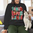 Christmas Coquette Bow Teacher Teach Love Inspire Women Crewneck Sweatshirt, gift for family, gift for coworker Christmas Coquette Bow Teacher Teach Love Inspire Women Crewneck Sweatshirt, gift for family, gift for coworker