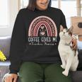 Coffee Gives Me Teacher Powers Leopard Rainbow Teacher Women Crewneck Sweatshirt, gift for family, gift for coworker