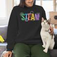 Colorful Steam Letters For Steam Program Teacher And Student Women Crewneck Sweatshirt, gift for family, gift for coworker