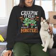 Creepin It Real Monster School Teacher Principal Halloween Women Crewneck Sweatshirt, gift for family, gift for coworker