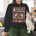 Cute Ghost Book Reading Books Lover Spooky Teacher Halloween Women Crewneck Sweatshirt, gift for family, gift for coworker