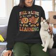 Fall In Love With Learning Retro Autumn Thanksgiving Teacher Women Crewneck Sweatshirt, gift for family, gift for coworker Fall In Love With Learning Retro Autumn Thanksgiving Teacher Women Crewneck Sweatshirt, gift for family, gift for coworker