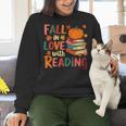 Fall In Love With Reading Autumn Thanksgiving Shirt Teacher Women Crewneck Sweatshirt, gift for family, gift for coworker Fall In Love With Reading Autumn Thanksgiving Shirt Teacher Women Crewneck Sweatshirt, gift for family, gift for coworker