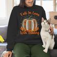 Fall In Love With Reading Pumpkin Autumn Librarians Teacher Women Crewneck Sweatshirt, gift for family, gift for coworker Fall In Love With Reading Pumpkin Autumn Librarians Teacher Women Crewneck Sweatshirt, gift for family, gift for coworker