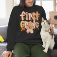 First Grade Fall Floral Coquette Bow Teachers Students Women Crewneck Sweatshirt, First Grade Teacher Sweatshirts, gift for family, gift for coworker First Grade Fall Floral Coquette Bow Teachers Students Women Crewneck Sweatshirt, First Grade Teacher Sweatshirts, gift for family, gift for coworker