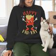 Fun Teacher Happy Fri Yay French Fries Friday Lovers Women Crewneck Sweatshirt, gift for family, gift for coworker