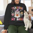 Groovy Teaching My Boos Teacher Ghost Halloween Teacher Women Crewneck Sweatshirt, Groovy Teacher Sweatshirts, gift for family, gift for coworker Groovy Teaching My Boos Teacher Ghost Halloween Teacher Women Crewneck Sweatshirt, Groovy Teacher Sweatshirts, gift for family, gift for coworker