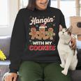 Hangin With My Cookies Gingerbread Man Xmas Teacher Women Crewneck Sweatshirt, gift for family, gift for coworker