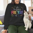 Happy Fri Yay Teacher Friday For Men Women Women Crewneck Sweatshirt, gift for family, gift for coworker