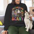 Inclusion Isnt Scary Halloween Skeleton Ghost Sped Teacher Women Crewneck Sweatshirt, gift for family, gift for coworker