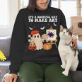 It's A Bootiful Day To Make Art Groovy Art Teacher Halloween Women Crewneck Sweatshirt, Groovy Teacher Sweatshirts, gift for family, gift for coworker