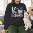 K Is For Kindergarten Teacher Tie Dye Back To School Kinder Women Crewneck Sweatshirt, gift for family, gift for coworker K Is For Kindergarten Teacher Tie Dye Back To School Kinder Women Crewneck Sweatshirt, gift for family, gift for coworker