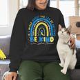 Be Kind Rainbow Down Syndrome Awareness Teacher Blue Yellow Women Crewneck Sweatshirt, gift for family, gift for coworker Be Kind Rainbow Down Syndrome Awareness Teacher Blue Yellow Women Crewneck Sweatshirt, gift for family, gift for coworker