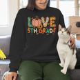 Love 5th Grade Thanksgiving Colorful Fall Leaves Teacher Women Crewneck Sweatshirt, gift for family, gift for coworker