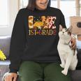Love First Grade Happy Fall Thanksgiving Women 1st Teacher Women Crewneck Sweatshirt, First Grade Teacher Sweatshirts, gift for family, gift for coworker
