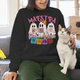 Maestra Pantasmas Conchas Teacher Mexican Halloween Women Crewneck Sweatshirt, gift for family, gift for coworker