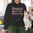 Motivational Progress Over Perfection Back To School Teacher Women Crewneck Sweatshirt, gift for family, gift for coworker