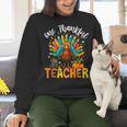One Thankful Teacher Thanksgiving Turkey Cute Crayon Pencil Women Crewneck Sweatshirt, gift for family, gift for coworker One Thankful Teacher Thanksgiving Turkey Cute Crayon Pencil Women Crewneck Sweatshirt, gift for family, gift for coworker