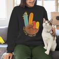 One Thankful Teacher Thanksgiving Turkey Peace Hand Sign Women Crewneck Sweatshirt, gift for family, gift for coworker One Thankful Teacher Thanksgiving Turkey Peace Hand Sign Women Crewneck Sweatshirt, gift for family, gift for coworker