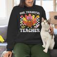 One Thankful Teacher Turkey Thanksgiving Teaching Women Crewneck Sweatshirt, gift for family, gift for coworker