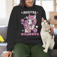 Pink Unicorn Spanish Teacher Regalos Para Bilingue Teacher Women Crewneck Sweatshirt, gift for family, gift for coworker