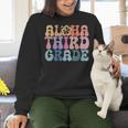 Retro Aloha Third Grade Teacher Summer Vacation Beach Hawaii Women Crewneck Sweatshirt, gift for family, gift for coworker Retro Aloha Third Grade Teacher Summer Vacation Beach Hawaii Women Crewneck Sweatshirt, gift for family, gift for coworker