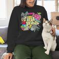 Retro First Grade Teacher Disco Ball Coquette Back To School Women Crewneck Sweatshirt, First Grade Teacher Sweatshirts, gift for family, gift for coworker