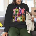 Retro Trick Or Teach Leopard Ghost Halloween Spooky Teacher Women Crewneck Sweatshirt, gift for family, gift for coworker Retro Trick Or Teach Leopard Ghost Halloween Spooky Teacher Women Crewneck Sweatshirt, gift for family, gift for coworker