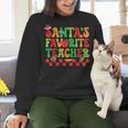 Santas Favorite Teacher Retro Groovy Christmas Xmas Women Women Crewneck Sweatshirt, Groovy Teacher Sweatshirts, gift for family, gift for coworker