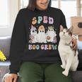 SPED Boo Crew Halloween Floral Ghost Special Ed SPED Teacher For Men Women Kids Women Crewneck Sweatshirt, gift for family, gift for coworker