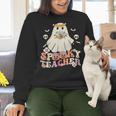 Spooky Teacher Groovy Retro Ghost Teacher Halloween 2023 For Men Women Kids Women Crewneck Sweatshirt, Groovy Teacher Sweatshirts, gift for family, gift for coworker