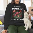 Support Public Education Cute Floral Teacher Red For Ed Women Crewneck Sweatshirt, gift for family, gift for coworker
