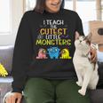 I Teach Cutest Little Monsters Halloween Teacher Men Women Women Crewneck Sweatshirt, gift for family, gift for coworker