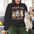 Teacher Halloween Trick Or Teach Cute Ghost Coffee Pumpkins Women Crewneck Sweatshirt, gift for family, gift for coworker Teacher Halloween Trick Or Teach Cute Ghost Coffee Pumpkins Women Crewneck Sweatshirt, gift for family, gift for coworker