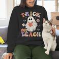 Teacher Halloween Trick Or Teach Floral Ghost Women Crewneck Sweatshirt, gift for family, gift for coworker Teacher Halloween Trick Or Teach Floral Ghost Women Crewneck Sweatshirt, gift for family, gift for coworker