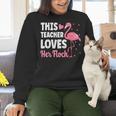 This Teacher Loves Her Flock Teaching Flamingo Girl Women Crewneck Sweatshirt, gift for family, gift for coworker