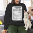 Teacher Nutrition Facts Teachers Nutritional Fact Women Crewneck Sweatshirt, gift for family, gift for coworker