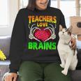 Teacher Teachers Love Brains Skeleton Hand Heart Halloween Women Crewneck Sweatshirt, gift for family, gift for coworker Teacher Teachers Love Brains Skeleton Hand Heart Halloween Women Crewneck Sweatshirt, gift for family, gift for coworker