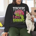 Teachers Love Brains Zombie Teacher Halloween Zombies Women Crewneck Sweatshirt, gift for family, gift for coworker