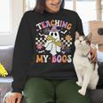 Teaching My Boos Ghost Teacher Cute Groovy Halloween Teacher Women Crewneck Sweatshirt, Groovy Teacher Sweatshirts, gift for family, gift for coworker Teaching My Boos Ghost Teacher Cute Groovy Halloween Teacher Women Crewneck Sweatshirt, Groovy Teacher Sweatshirts, gift for family, gift for coworker