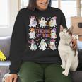 Teaching My Boos Teacher Cute Ghost Groovy Teacher Halloween Women Crewneck Sweatshirt, Groovy Teacher Sweatshirts, gift for family, gift for coworker Teaching My Boos Teacher Cute Ghost Groovy Teacher Halloween Women Crewneck Sweatshirt, Groovy Teacher Sweatshirts, gift for family, gift for coworker