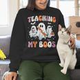 Teaching My Boos Teacher Cute Ghost Teacher Halloween Women Crewneck Sweatshirt, gift for family, gift for coworker Teaching My Boos Teacher Cute Ghost Teacher Halloween Women Crewneck Sweatshirt, gift for family, gift for coworker