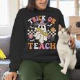 Trick Or Teach Groovy Teacher Halloween Retro Teacher Ghost Women Crewneck Sweatshirt, Groovy Teacher Sweatshirts, gift for family, gift for coworker Trick Or Teach Groovy Teacher Halloween Retro Teacher Ghost Women Crewneck Sweatshirt, Groovy Teacher Sweatshirts, gift for family, gift for coworker