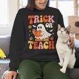 Trick Or Teach Halloween Shirt For Teacher Kids Floral Ghost Women Crewneck Sweatshirt, gift for family, gift for coworker Trick Or Teach Halloween Shirt For Teacher Kids Floral Ghost Women Crewneck Sweatshirt, gift for family, gift for coworker
